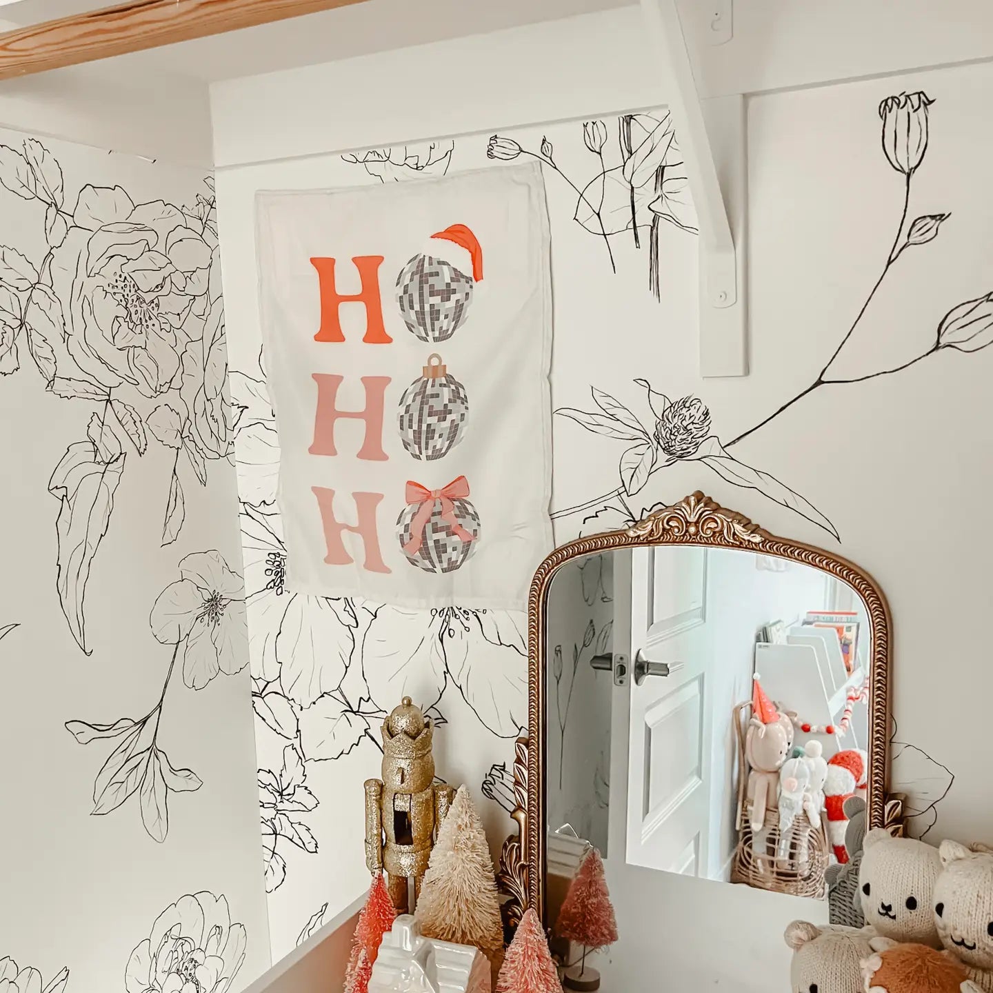 Ho Ho Ho Disco Ball Banner - Kids Christmas Decor