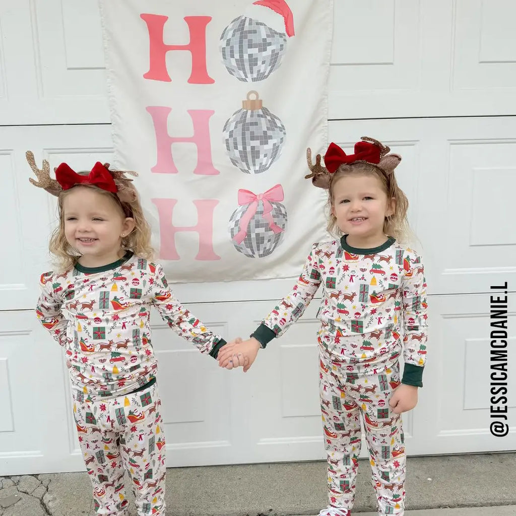 Ho Ho Ho Disco Ball Banner - Kids Christmas Decor
