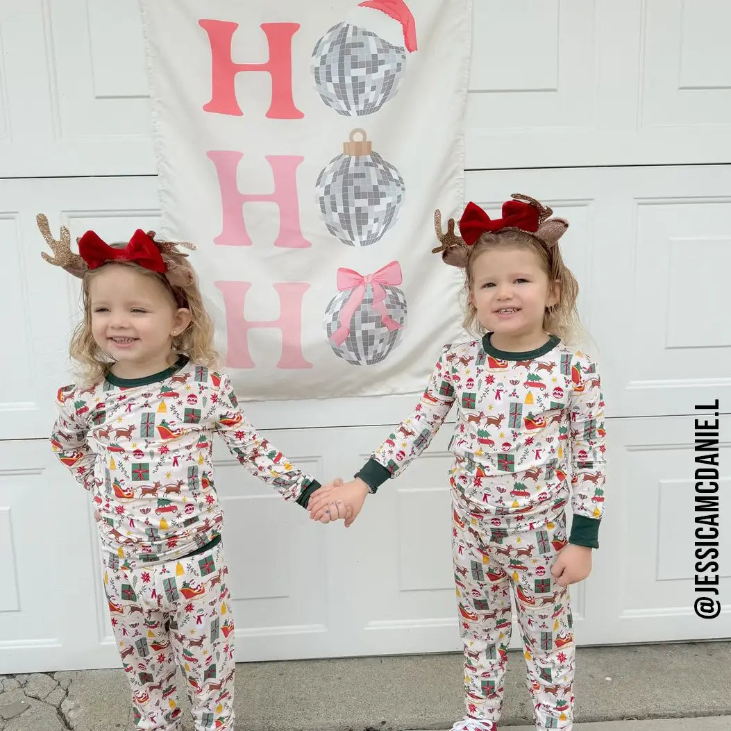 Ho Ho Ho Disco Ball Banner - Kids Christmas Decor